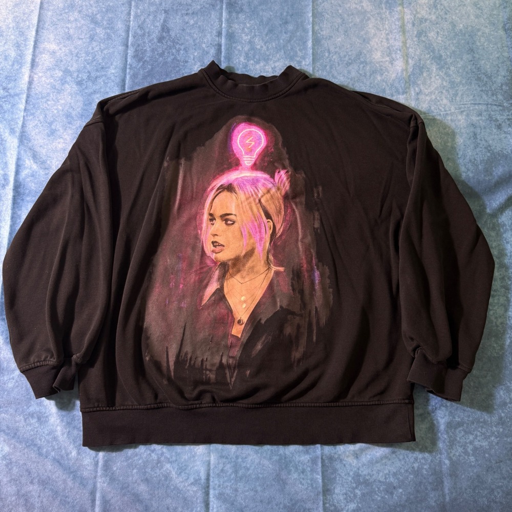 Grunge Sex Education Netflix Graphic Black Oversized Pullover Sweatshirt S